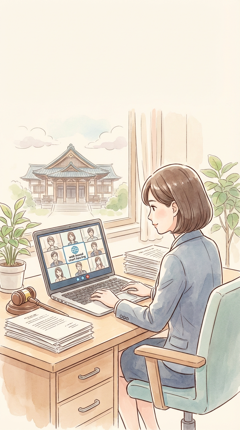 契約書や運用ルールの資料を見ながら、企業間トラブルの予防策を整理している様子を表した挿絵