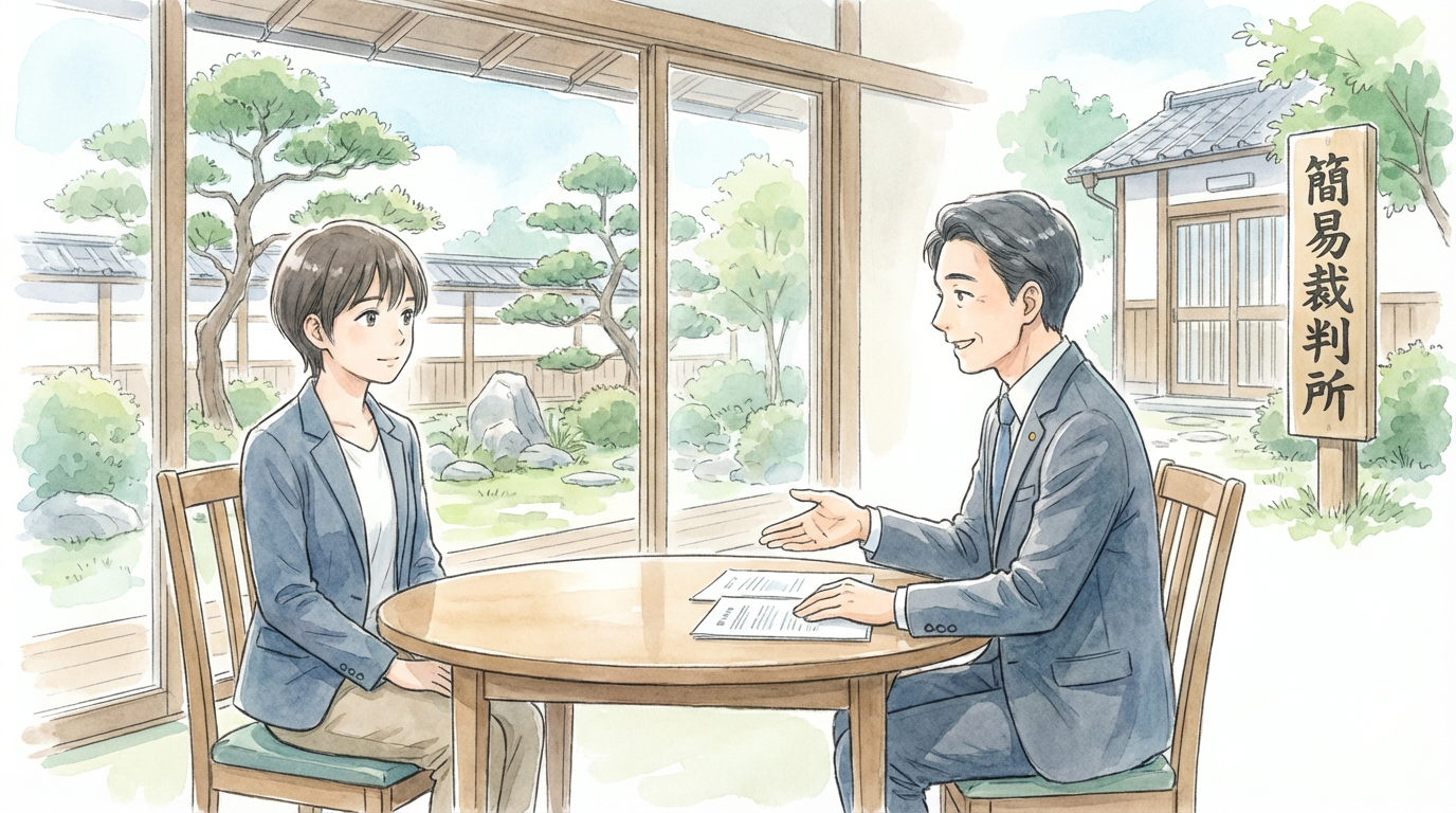 最終的な解決方針について、和解・訴訟・回収可能性を比較しながら慎重に検討している法律相談の場面