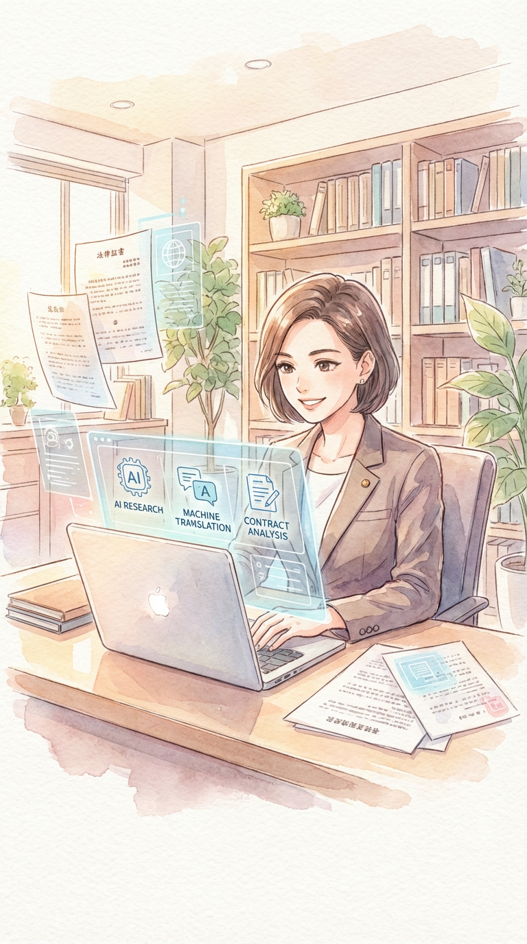 和解案や訴訟資料、回収見込み表を見ながら、最終的な解決方針を整理している様子を表した挿絵