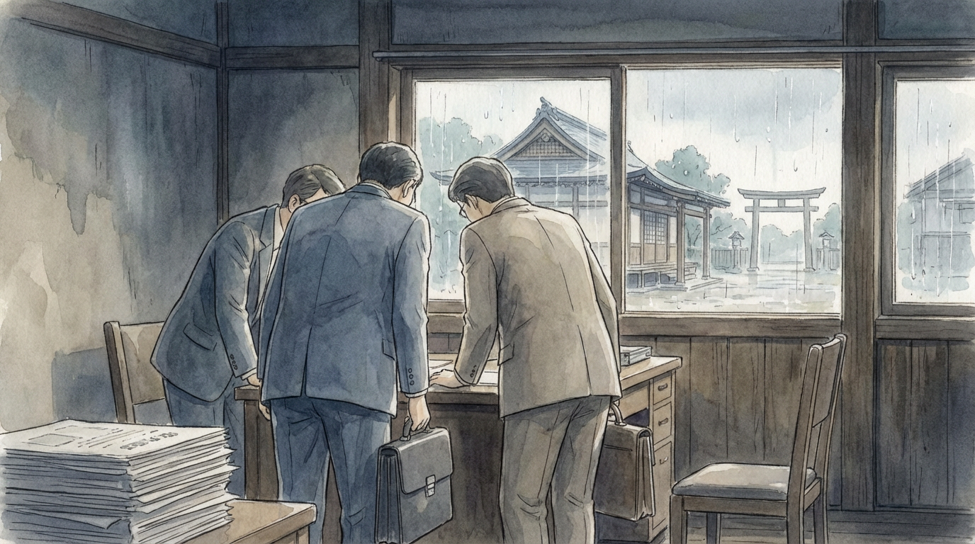 契約違反への対応方針について、契約条項や違反状況の記録を確認しながら慎重に検討している法律相談の場面