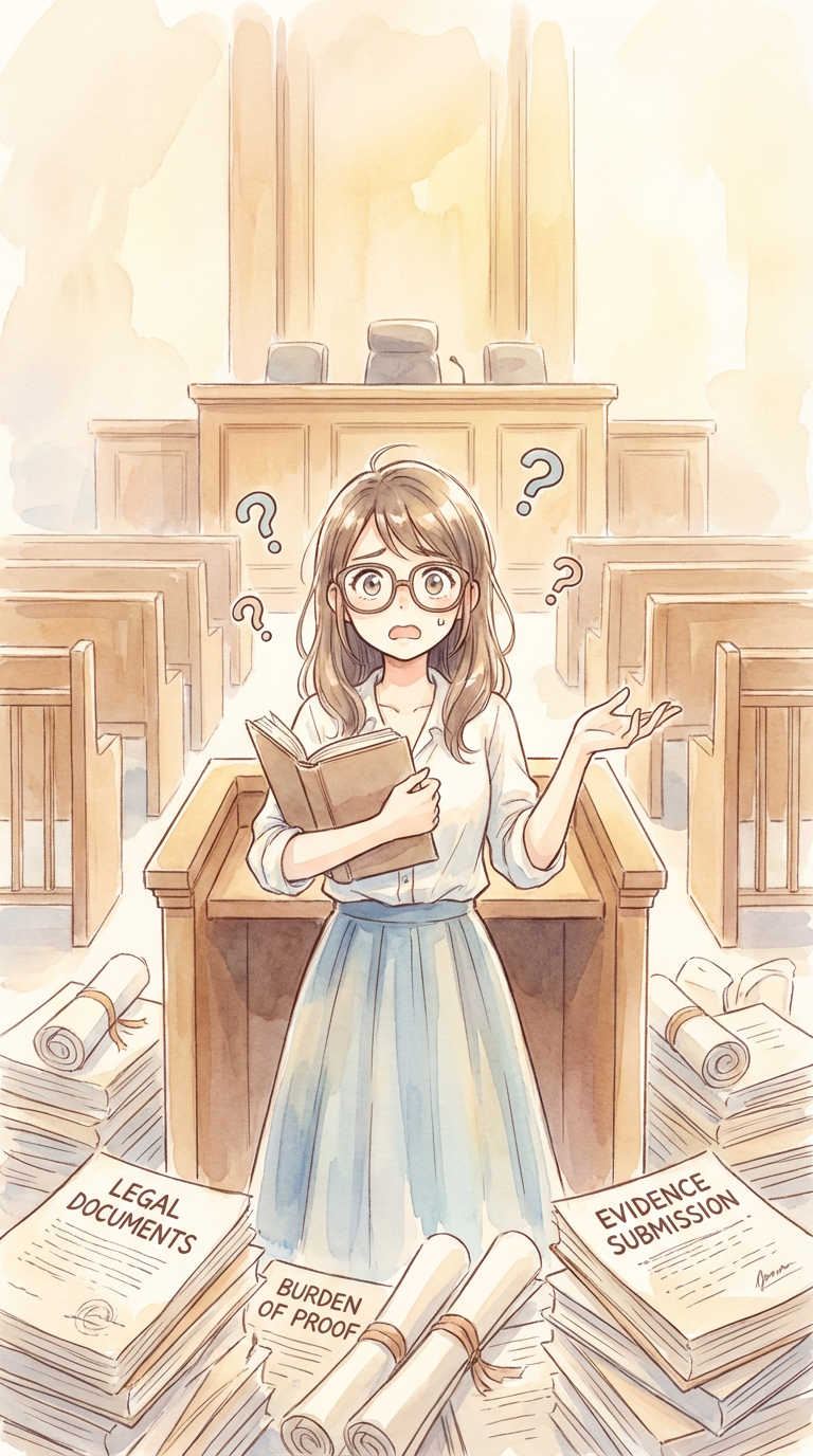 契約条項や違反状況の記録を見ながら、対応方針を整理している様子を表した挿絵