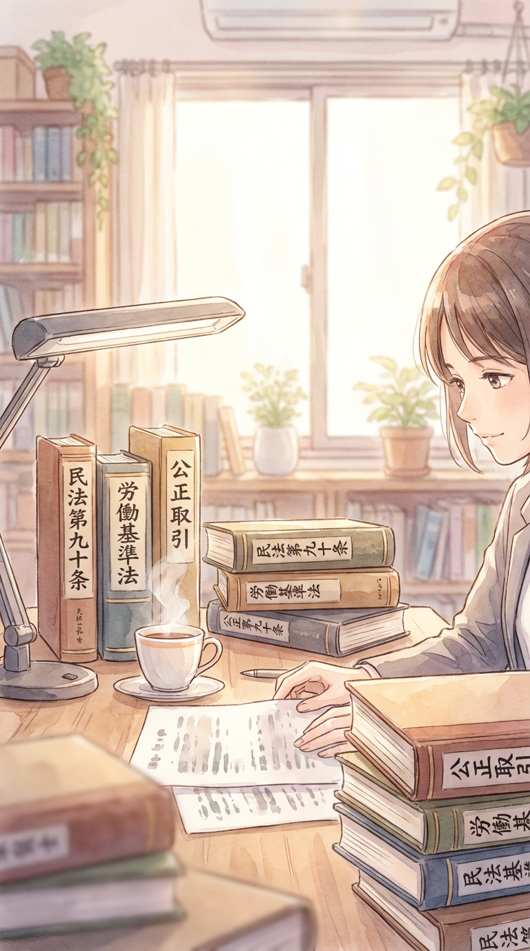 証憑や時系列表を見ながら、証拠不足時の請求可能性を整理している様子を表した挿絵