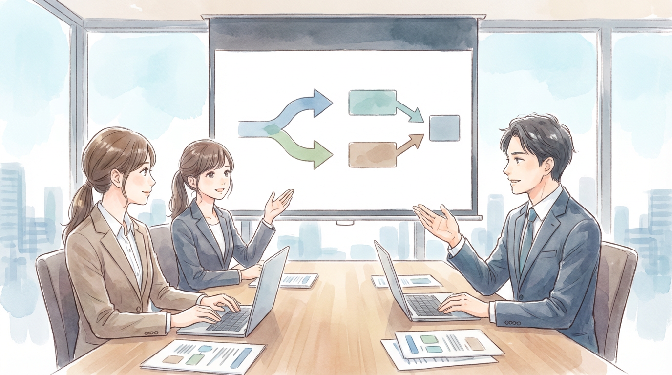 和解条件を最終的に詰める場面で、金額や条項案を確認しながら慎重に検討している法律相談の場面