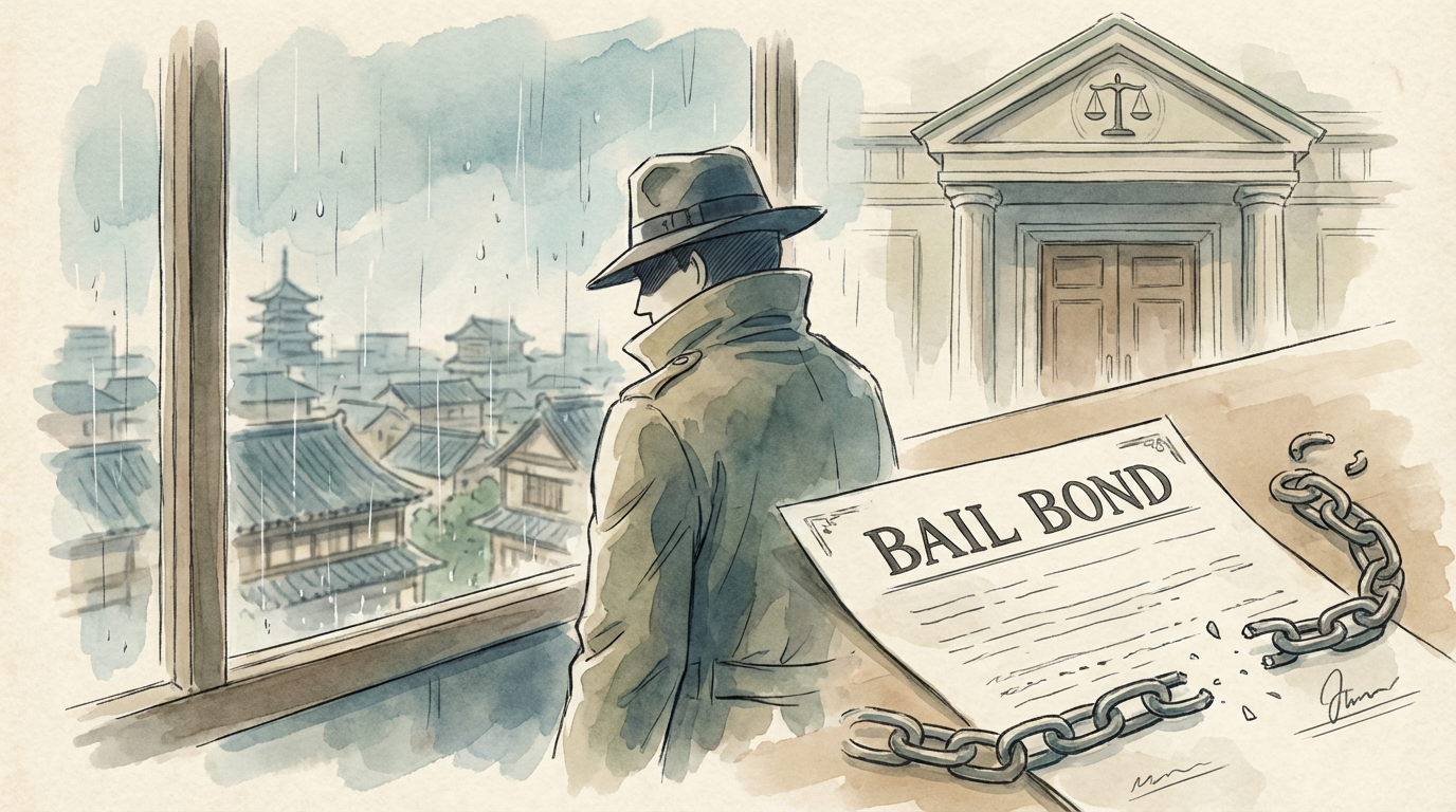 事件全体を振り返りながら最終的な対応方針をまとめている法律相談の場面。机上には訴訟資料や和解案、整理メモが置かれている