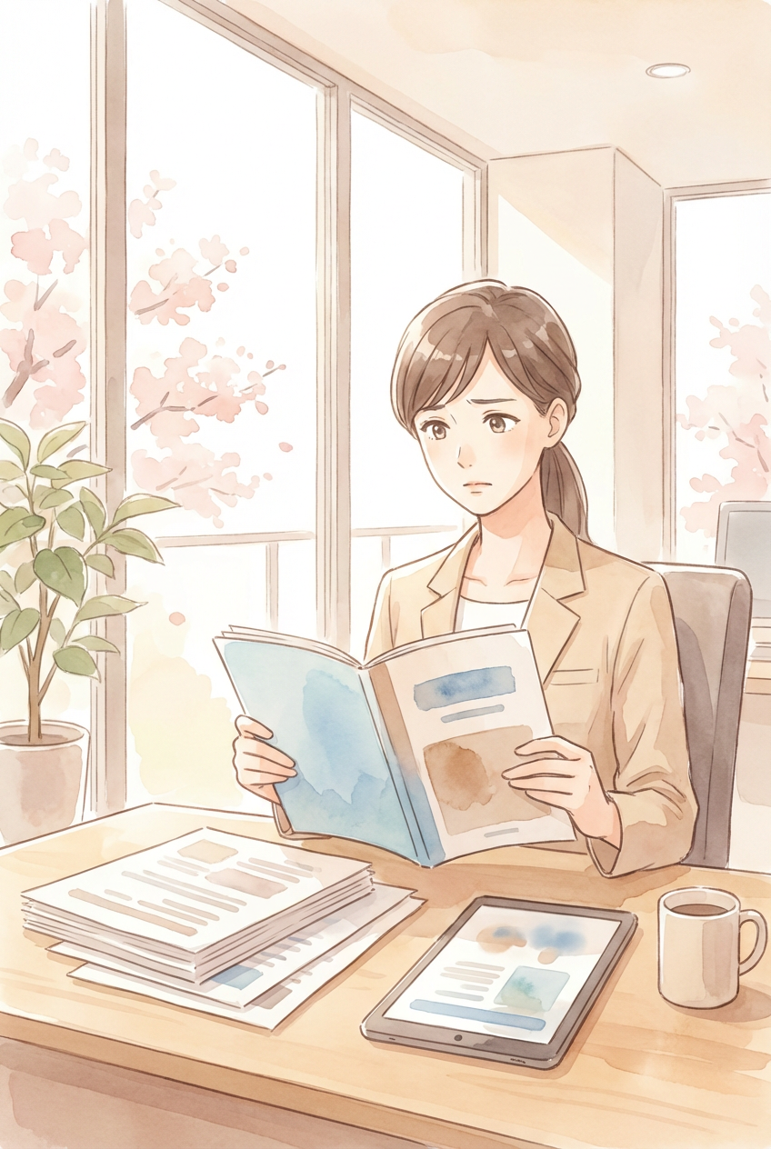 逮捕された従業員への対応や解雇の可否について、勤務状況や会社対応を整理している様子を表した挿絵