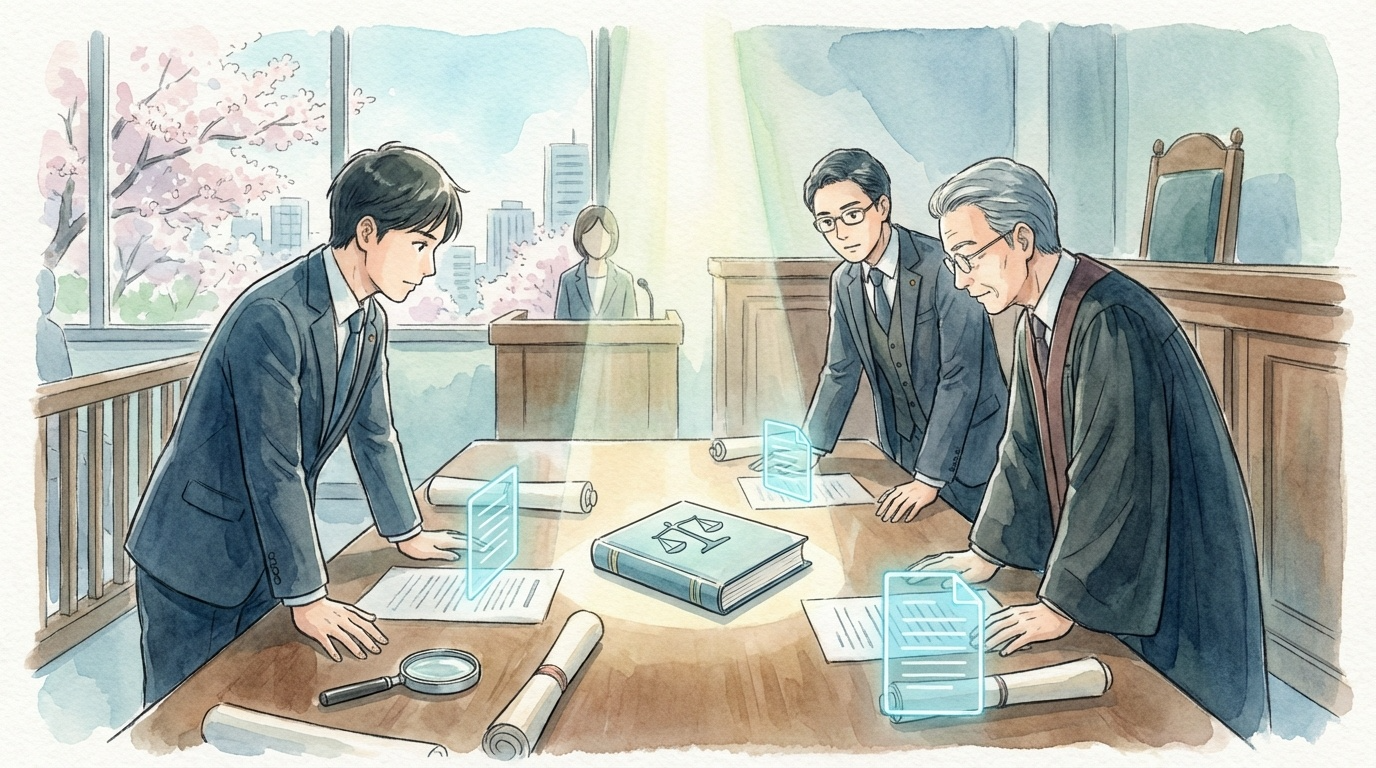 真実と事実認定の違いについて、証拠や供述内容を確認しながら裁判で認定される事実を慎重に検討している法律相談の場面