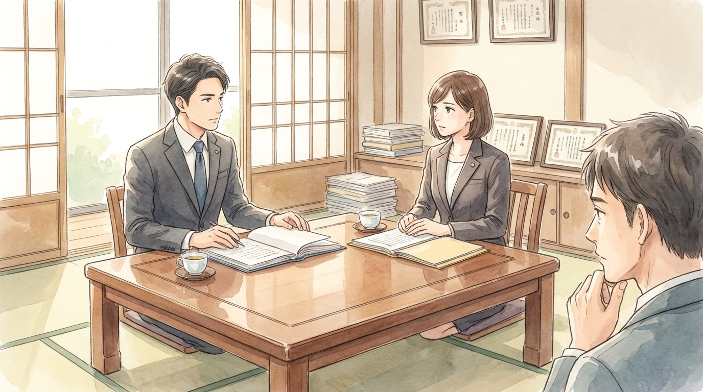 刑事事件の示談について、被害者対応や示談成立までの流れを確認しながら慎重に検討している法律相談の場面