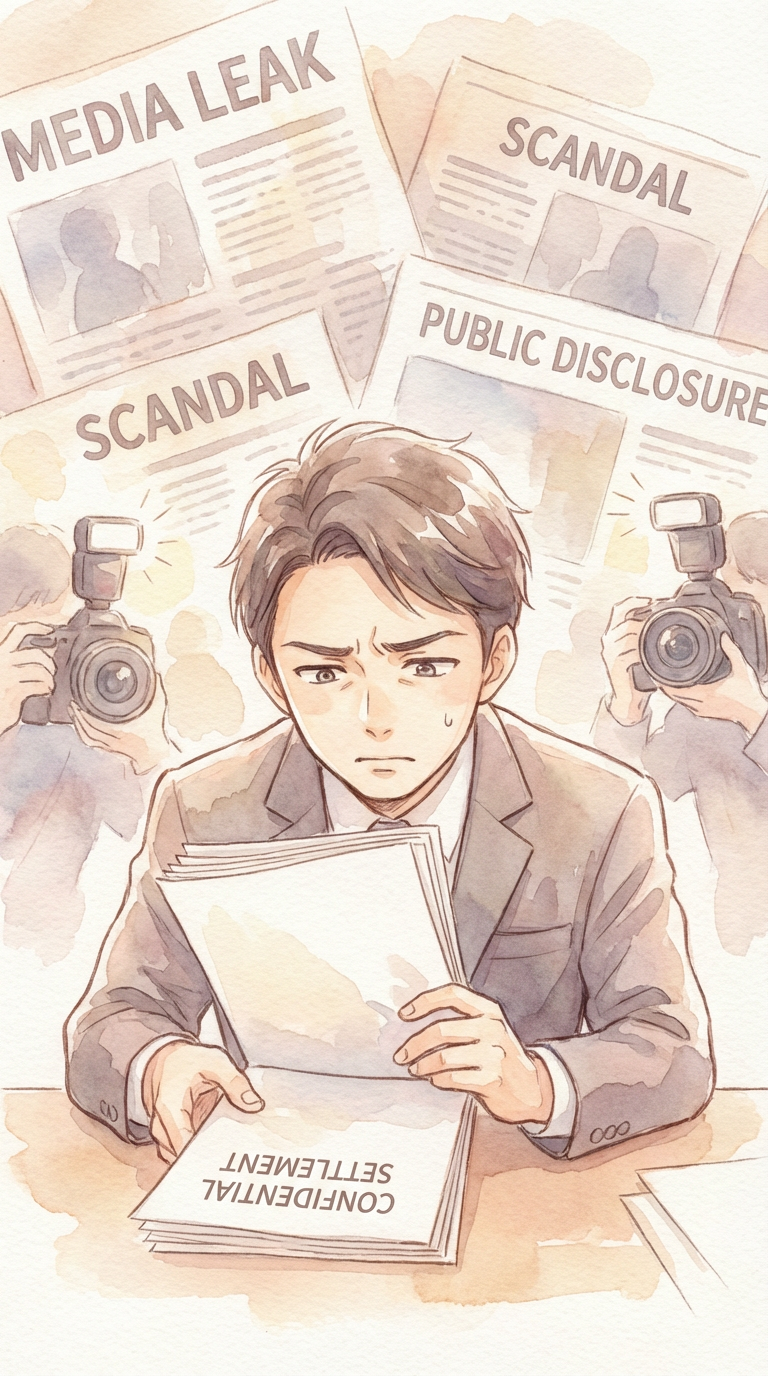 示談書の内容や合意条件を見ながら、なぜ再び争いが起きたのか整理している様子を表した挿絵