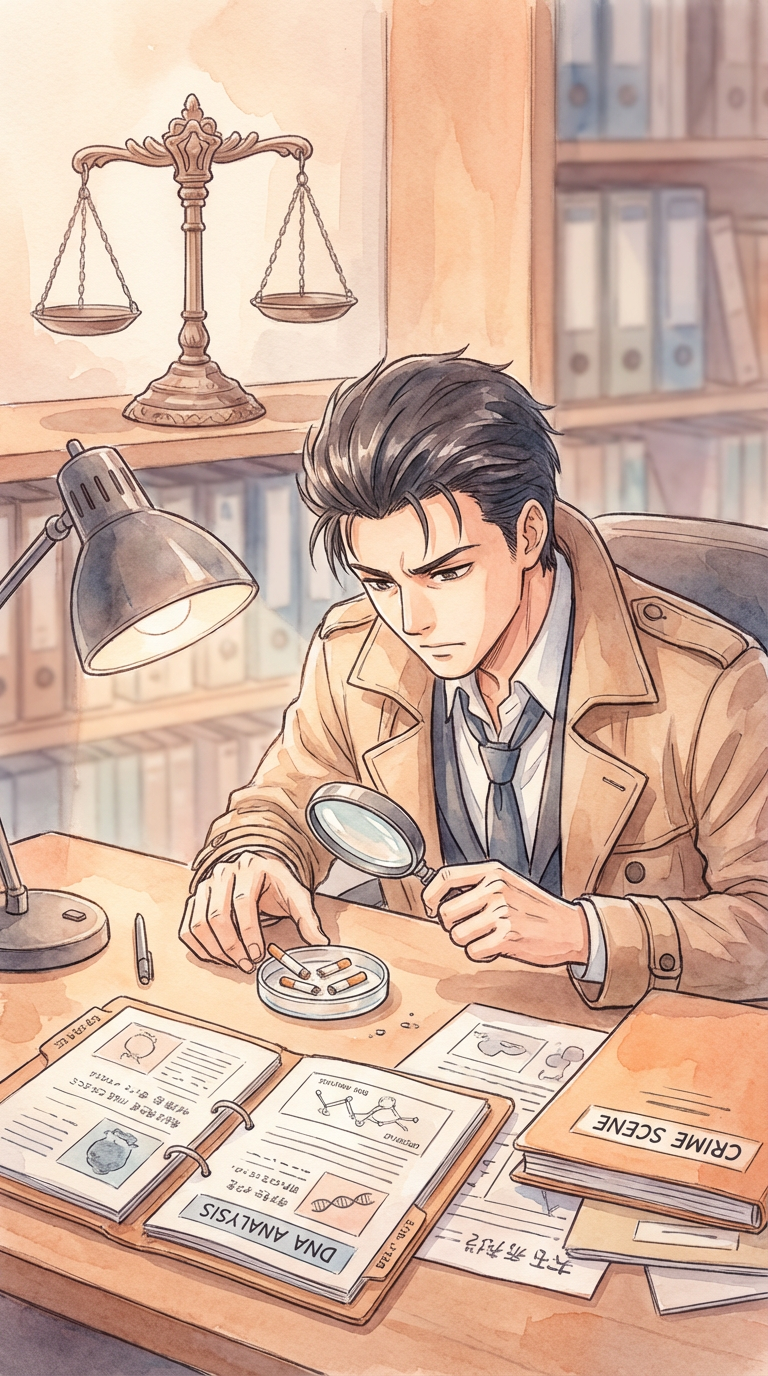 事件報道や関連資料を見ながら、法的観点から論点を整理している様子を表した挿絵