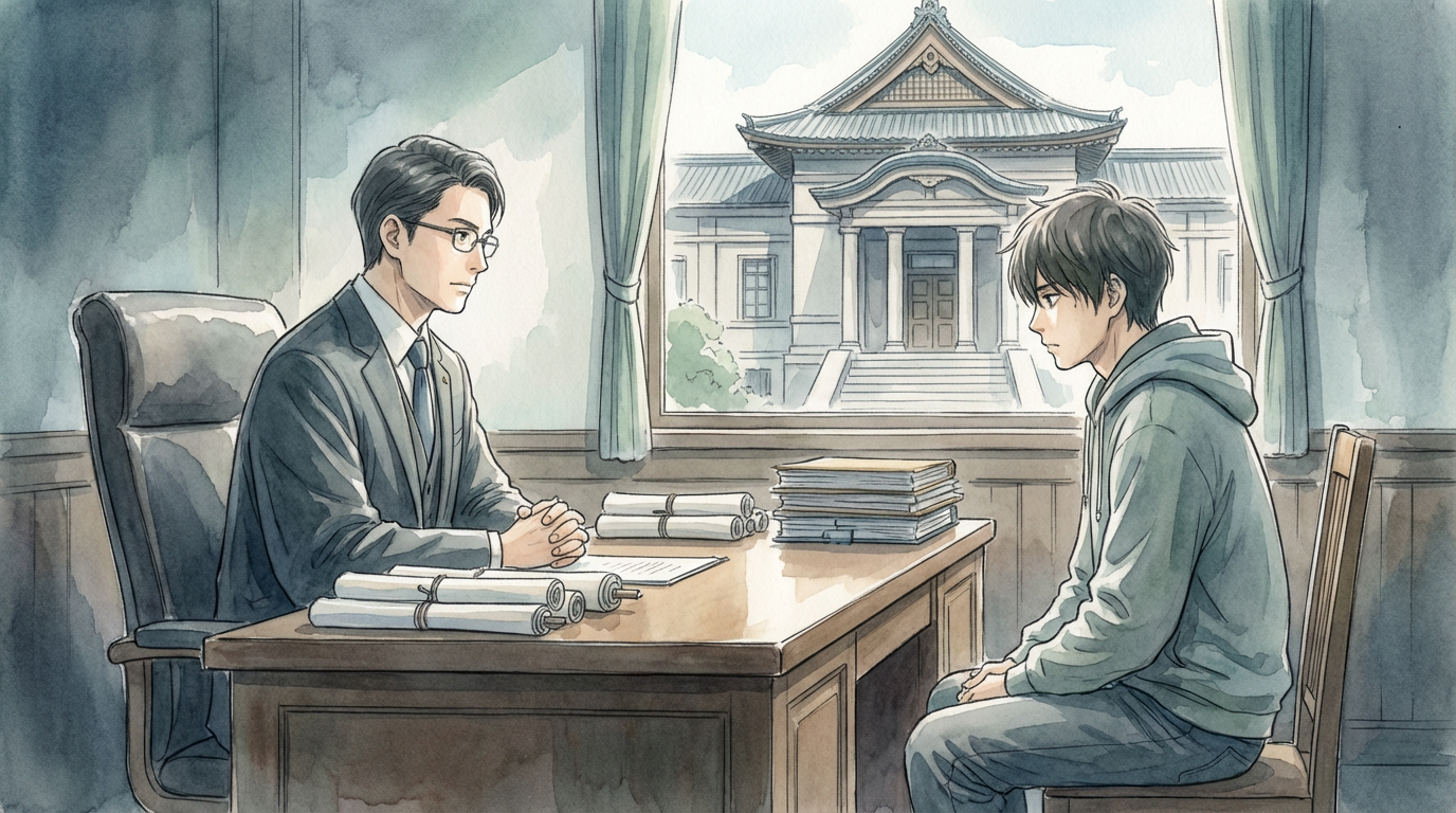 主張に法的根拠があるかどうかを、条文や事情を見比べながらさらに慎重に検討している法律相談の場面