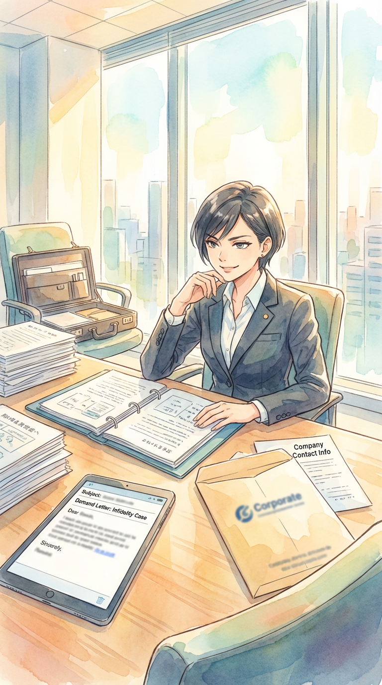 条文や事実関係を照らし合わせながら、法的根拠の有無を整理している様子を表した挿絵