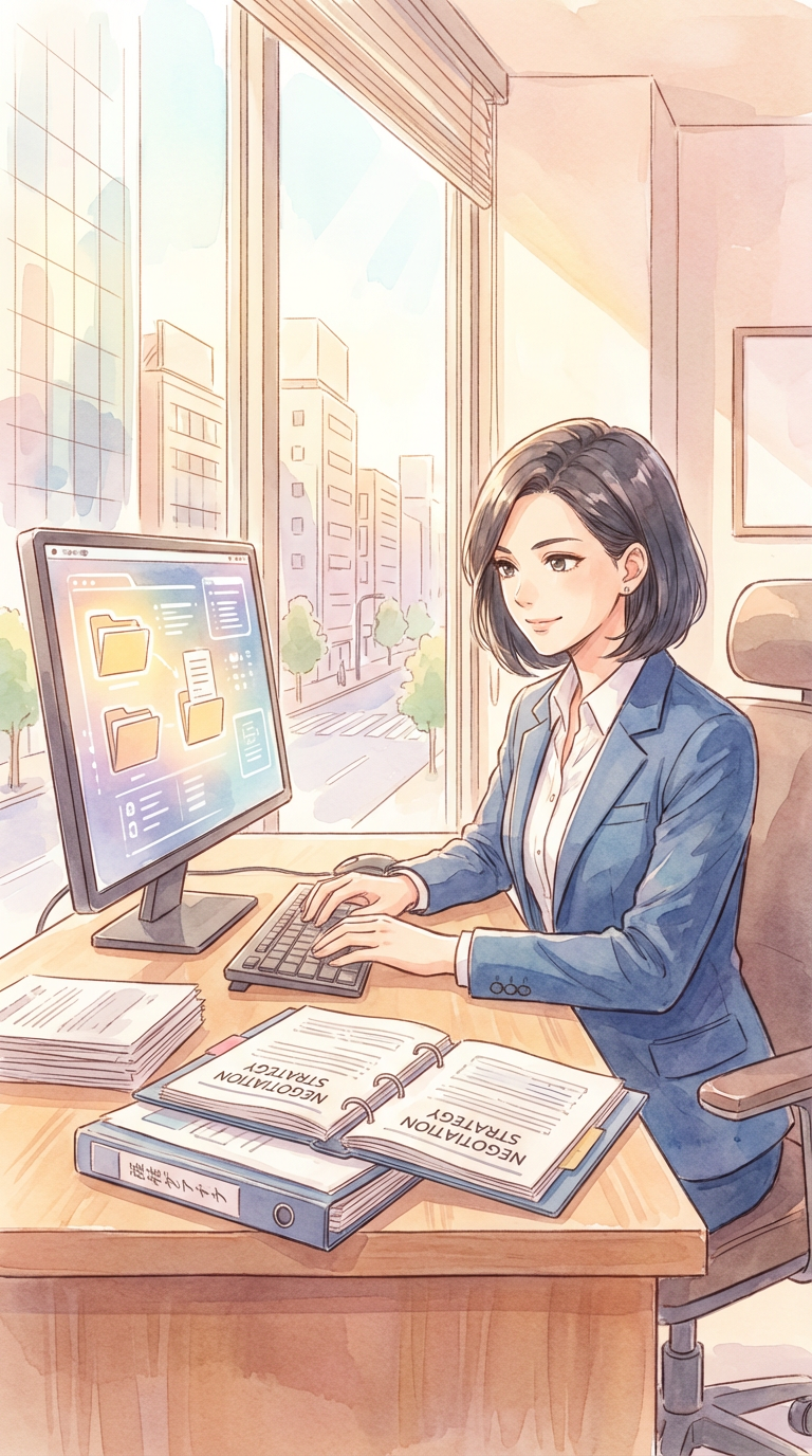 条文や相談内容を見ながら、法的根拠の有無を整理している様子を表した挿絵