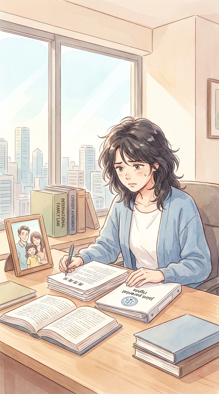 契約書案や取引条件を見ながら、契約書作成のポイントを整理している様子を表した挿絵