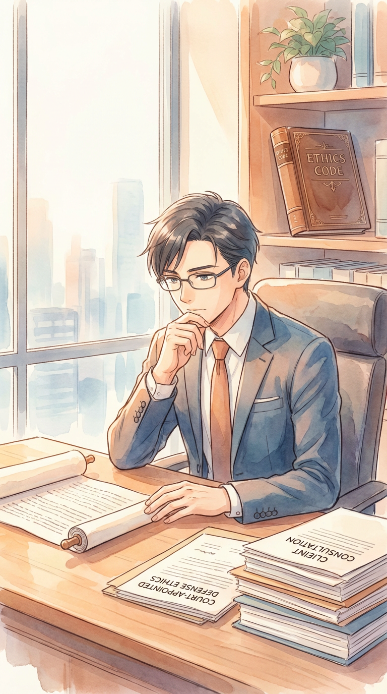 会社資料や手続比較表を見ながら、事業譲渡と会社分割の違いを整理している様子を表した挿絵