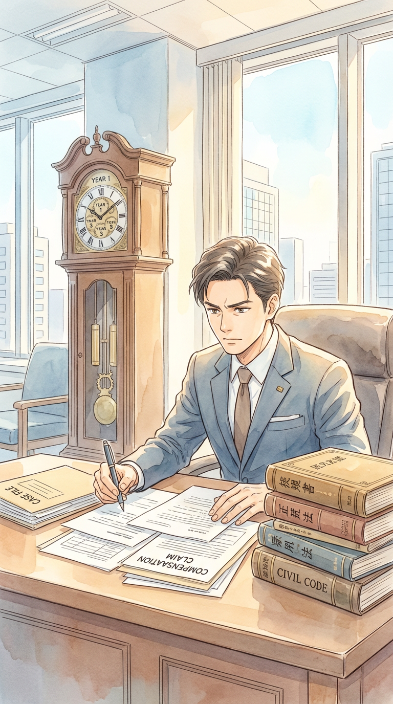 写真やメッセージ記録を見ながら、不貞慰謝料請求の証拠を整理している様子を表した挿絵