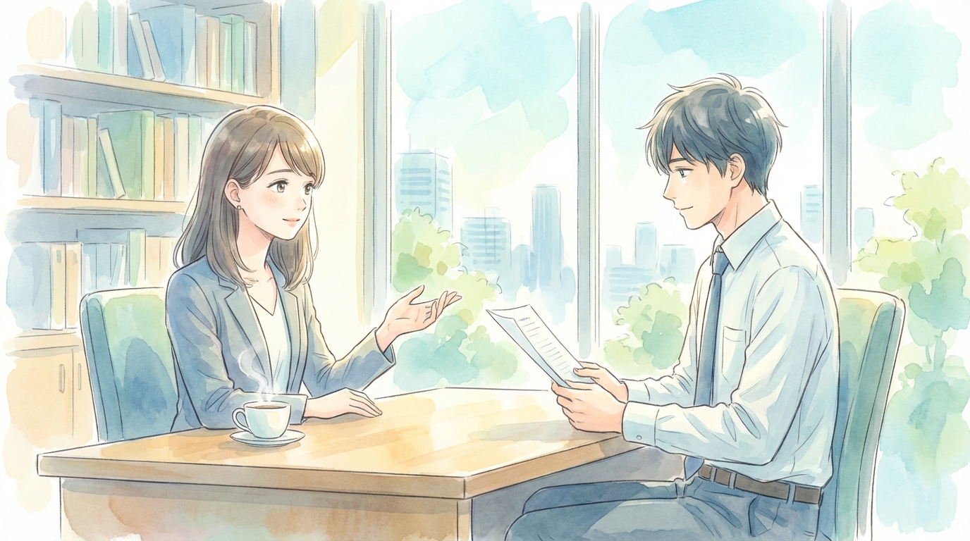 証拠保全の必要性について、将来の訴訟を見据えて資料や現場状況を確認しながら慎重に検討している法律相談の場面