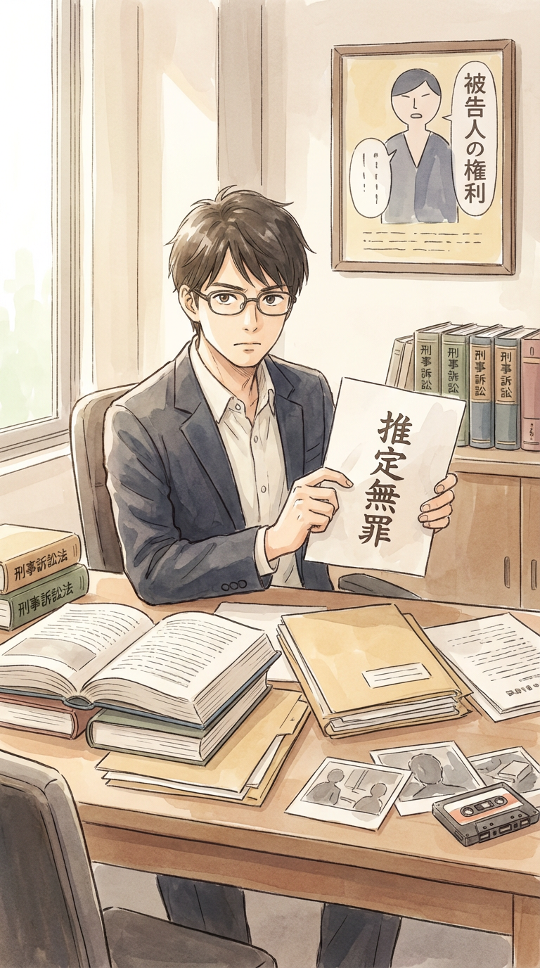 請求資料や事情説明書を見ながら、損害賠償請求の考え方を整理している様子を表した挿絵