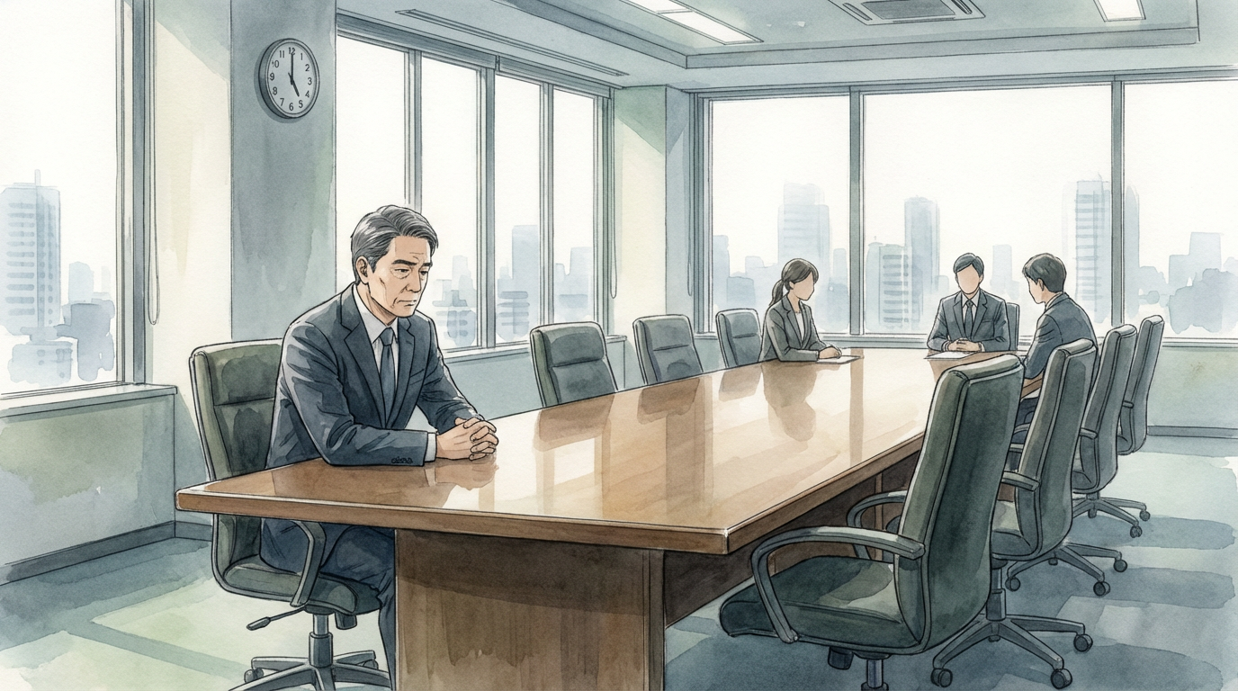 会社とのトラブル対応について、就業規則や通知書を確認しながら慎重に検討している法律相談の場面