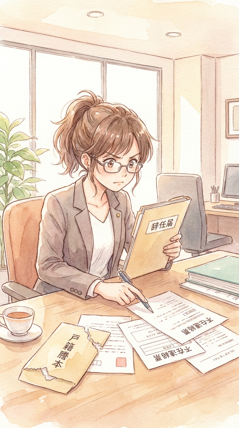 写真や記録、書面を見ながら、証拠を残す方法を整理している様子を表した挿絵