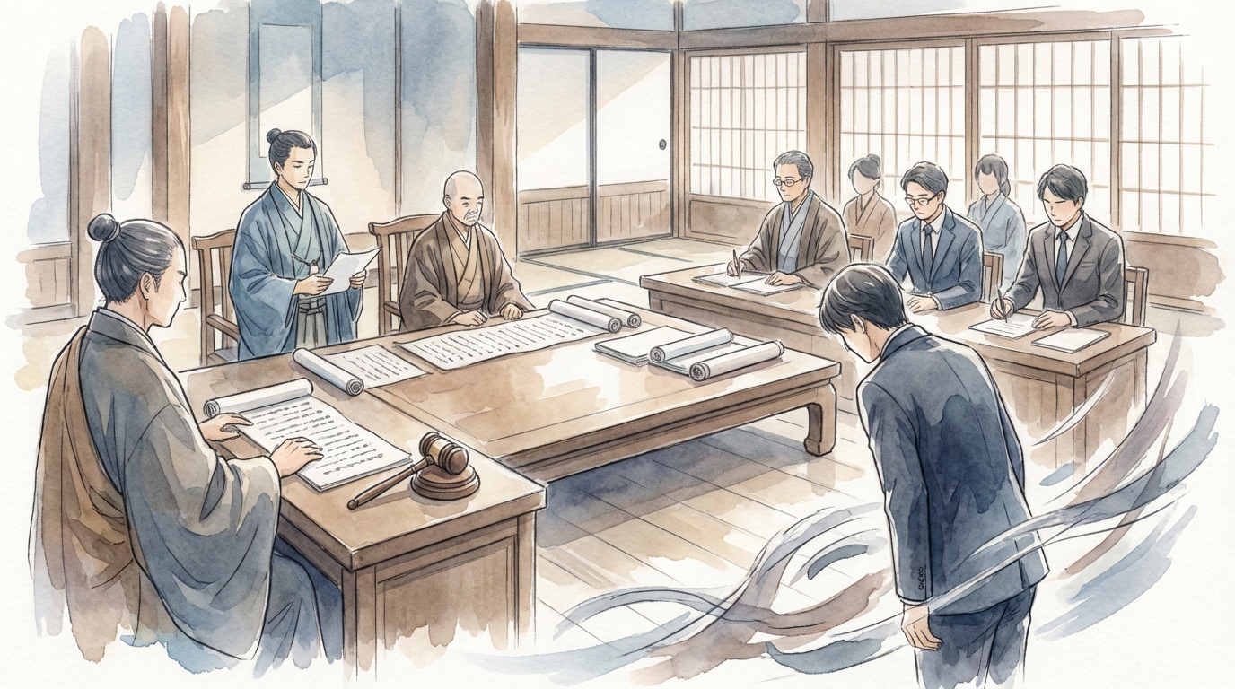 控訴に伴う執行停止について、一審判決や供託資料を確認しながら敗訴時のリスクヘッジを慎重に検討している法律相談の場面