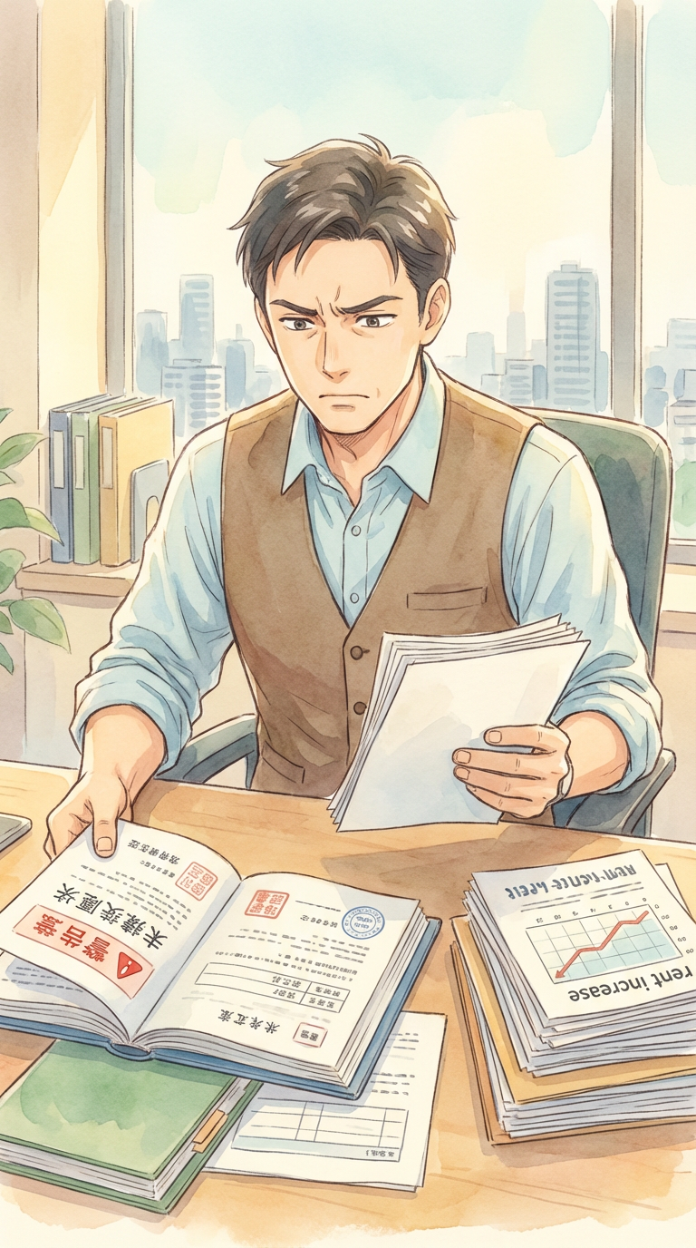 雇用条件や勤務実態の資料を見ながら、働き方の多様化に伴う注意点を整理している様子を表した挿絵