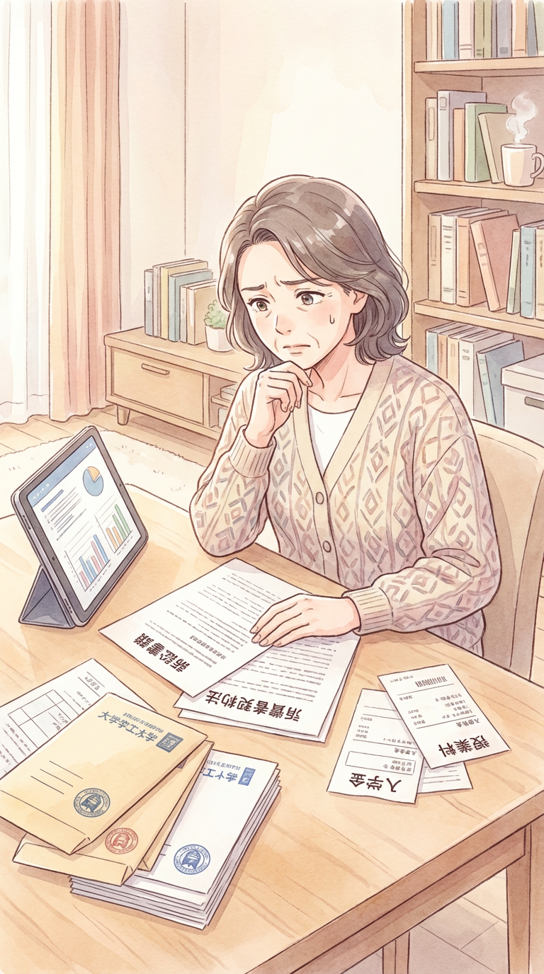 条文や具体的事情のメモを見ながら、主張に法的根拠があるかを整理している様子を表した挿絵